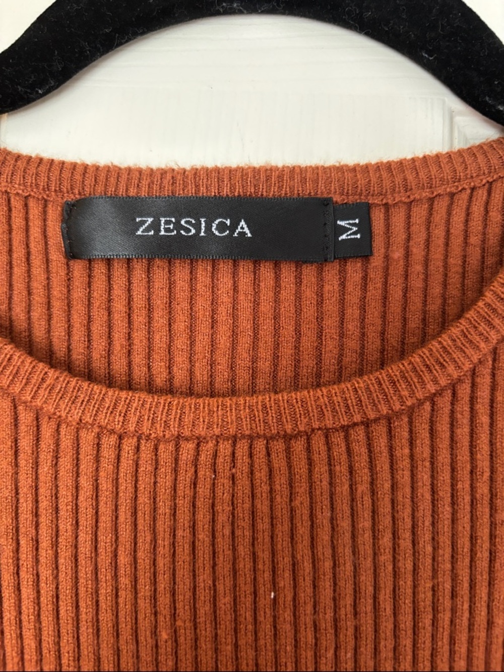 Zesica Rust Ribbed Short Sleeve Tee - Picture 2 of 2